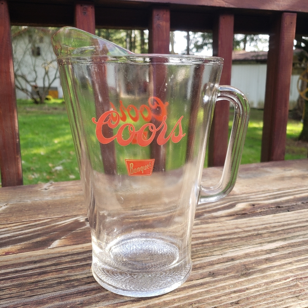 Vintage Coors Banquet Beer Pitcher- Heavy Clear Glass